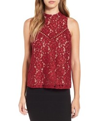 Red Embroidered Lace Tank