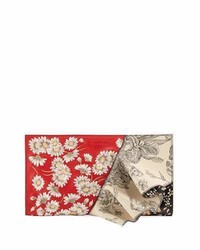 Red Embroidered Leather Clutch