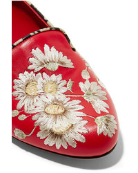 Alexander McQueen Embroidered Leather Loafers