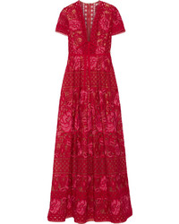 Red Embroidered Maxi Dress