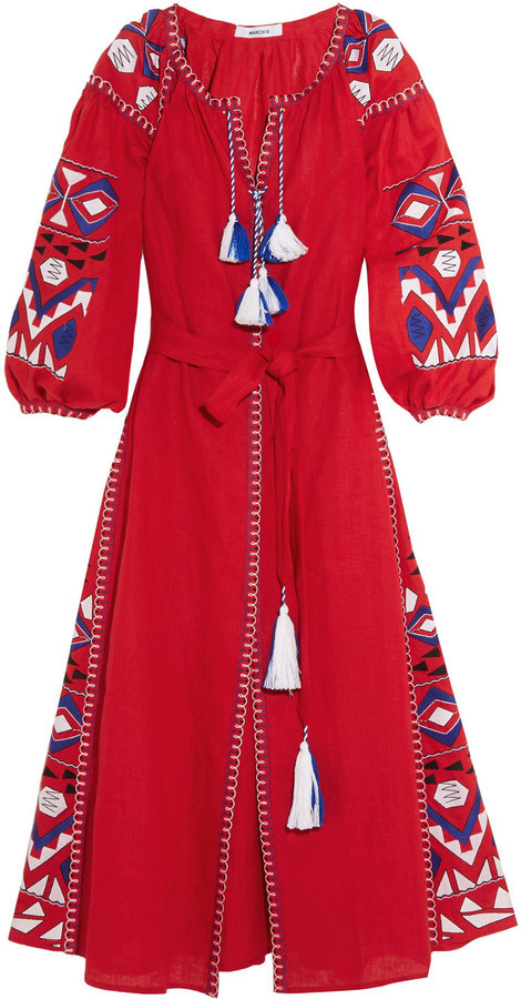March11 Kilim Embroidered Linen Maxi Dress, $1,260 | NET-A-PORTER