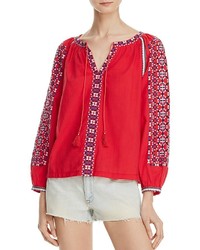 Red Embroidered Peasant Blouse