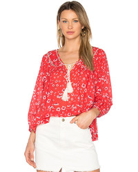 Free People Never A Dull Mot Blouse In Red Size M