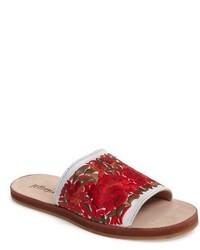 Red Embroidered Sandals