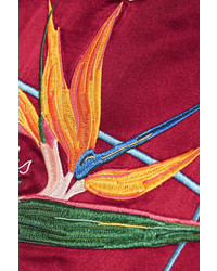 Opening Ceremony Reversible Embroidered Silk Satin Bomber Jacket Claret