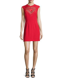 Red Embroidered Sheath Dress