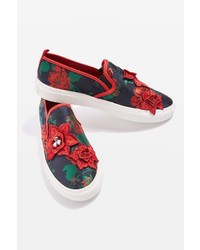 Topshop Tessa Embroidered Slip On Shoes