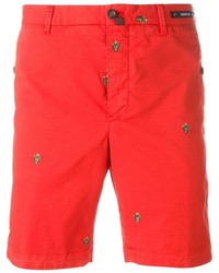 Red Embroidered Shorts