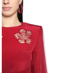 Fendi Embroidered Crepe Silk Georgette Dress
