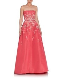 Monique Lhuillier Embroidered Strapless Ball Gown