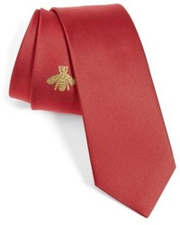 Gucci Embroidered Bee Silk Blend Jacquard Tie