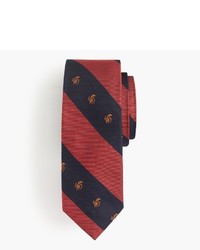 J.Crew Silk Tie In Stripe With Embroidered Squirrels