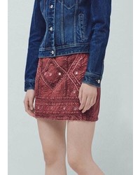 Red Embroidered Skirt