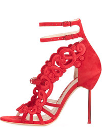 Sophia Webster Albany Embroidered Pin Heel Suede Sandal