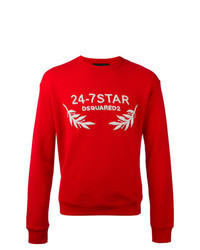 Red Embroidered Sweatshirt