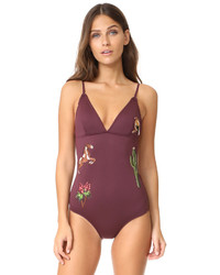 Red Embroidered Swimsuit