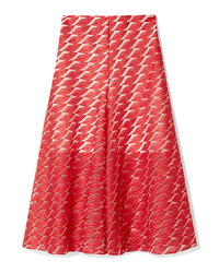 Red Embroidered Tulle Full Skirt
