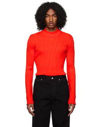 Red Embroidered Turtleneck