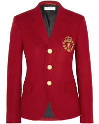Red Embroidered Wool Blazer