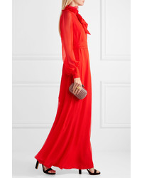Lanvin Appliqud Silk Mousseline Gown Red