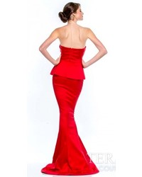 Terani Couture Architectural Satin Evening Gown