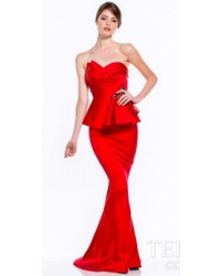 Terani Couture Architectural Satin Evening Gown