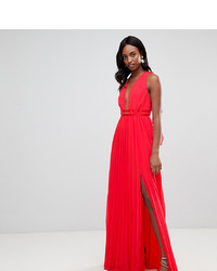Asos Tall Asos Design Tall Maxi Dress In Pleat With Tape Detail