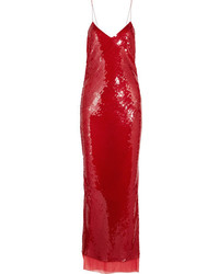 Stella McCartney Bernice Sequined Silk Chiffon Gown Red