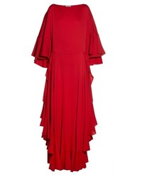 Lanvin Boat Neck Ruffled Crepe Gown