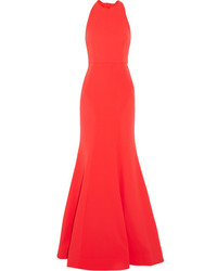 Rebecca Vallance Bow Breakers Open Back Crepe Gown Red