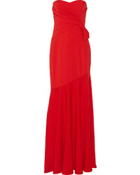 Badgley Mischka Bow Detailed Crepe Gown