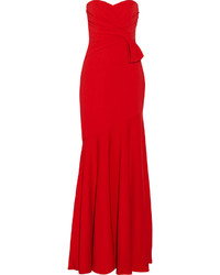 Badgley Mischka Bow Embellished Crepe Gown