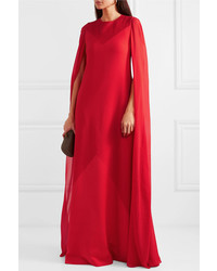 Givenchy Cape Effect Beaded Wool Crepe And Silk Chiffon Gown