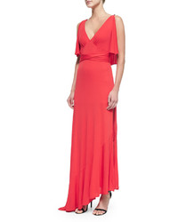Tracy Reese Cold Shoulder High Slit Gown