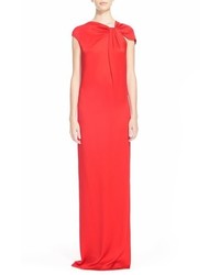 St. John Collection Asymmetrical Front Liquid Crepe Gown