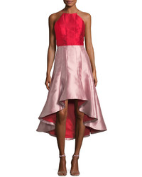 Phoebe Couture Colorblock High Low Midi Gown