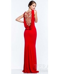 Terani Couture Crystal Paisley Evening Gown