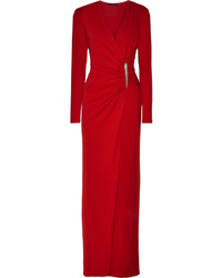 Donna Karan New York Ruched Stretch Jersey Gown Red
