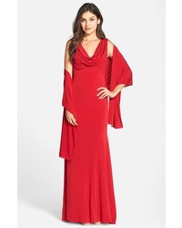 Terani Couture Embellished Back Jersey Gown Shawl
