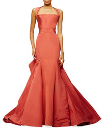 Zac Posen Halter Neck Trumpet Gown Crimson