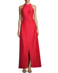 Halston Heritage Sleeveless Structured Taffeta Gown Scarlet