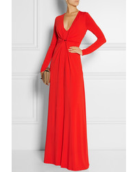 halston red gown