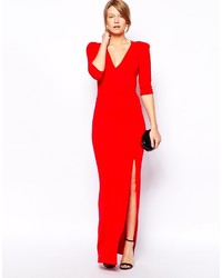 Love Jersey Maxi Dress With Plunge Neck And Thigh Split