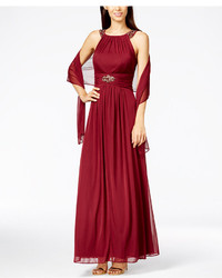 Jessica Howard Jeweled Halter Gown