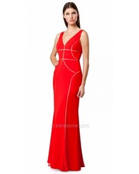 JS Collections Js Collection Mesh Cut Out Satin Evening Gown