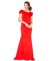 JS Collections Dress Cap Sleeve Open Back Evening Gown