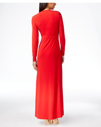 Calvin Klein Long Sleeve Ruched Evening Gown