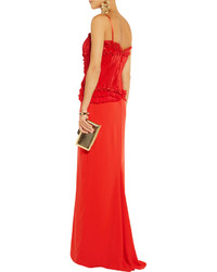 Mikael Mikl Aghal Organza Trimmed Satin And Crepe Gown