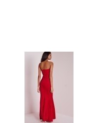 Missguided Sweetheart Neck Maxi Dress Red
