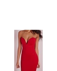 Missguided Sweetheart Neck Maxi Dress Red